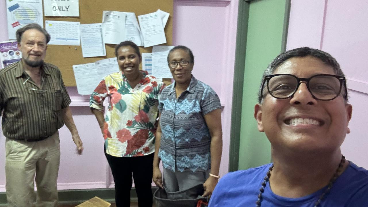 Professor Ajay Rane with Professor Glenn Mola and staff at the Port Moresby Hospital. Picture: Supplied