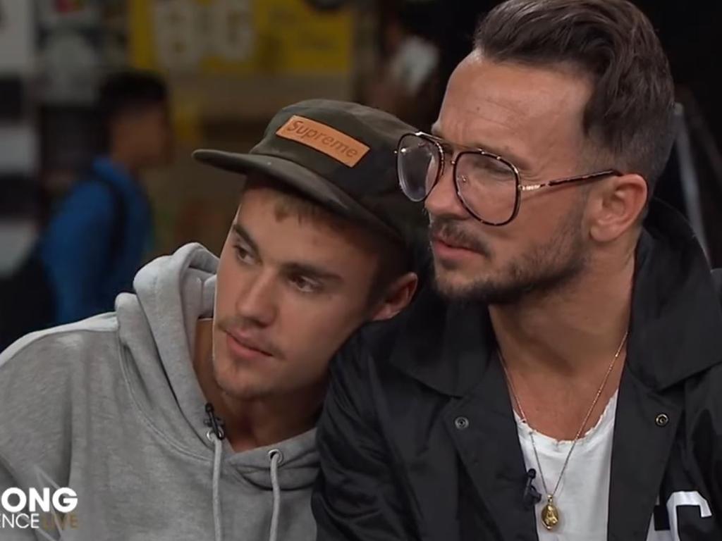 Justin Bieber with Carl Lentz. Picture: YouTube / Hillsong Channel