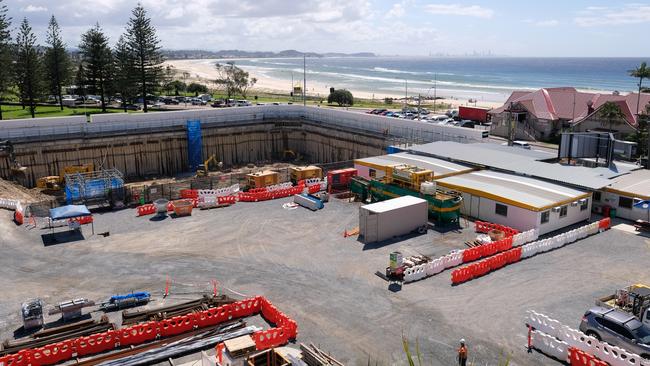 Site shot of the Kirra Beach Hotel site which is under construction.