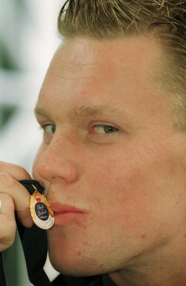 Sam Mitchell after winning the 2002 JJ Liston Trophy for Box Hill Hawks.