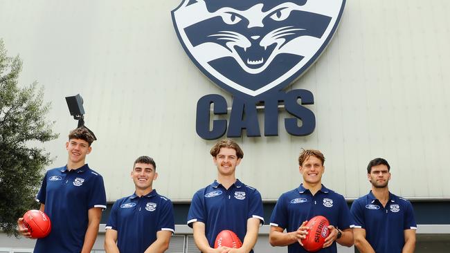 New Cats players Connor O'Sullivan, left, Shaun Mannagh, Ollie Wiltshire, George Stevens and Emerson Jeka. Picture: Alison Wynd