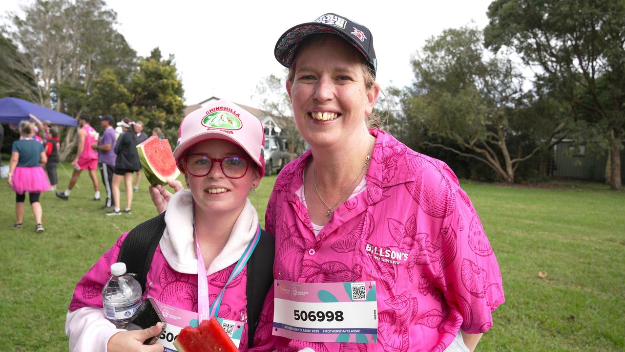 Mother-and-daughter duo Montana and Maree Masters at the Mother's Day Classic Toowoomba fun run at Middle Ridge Park, which raised money for breast and ovarian cancer research.