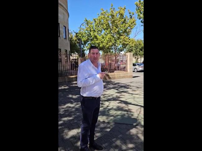 Horse trainer Todd Balfour leaves the Adelaide Magistrates Court