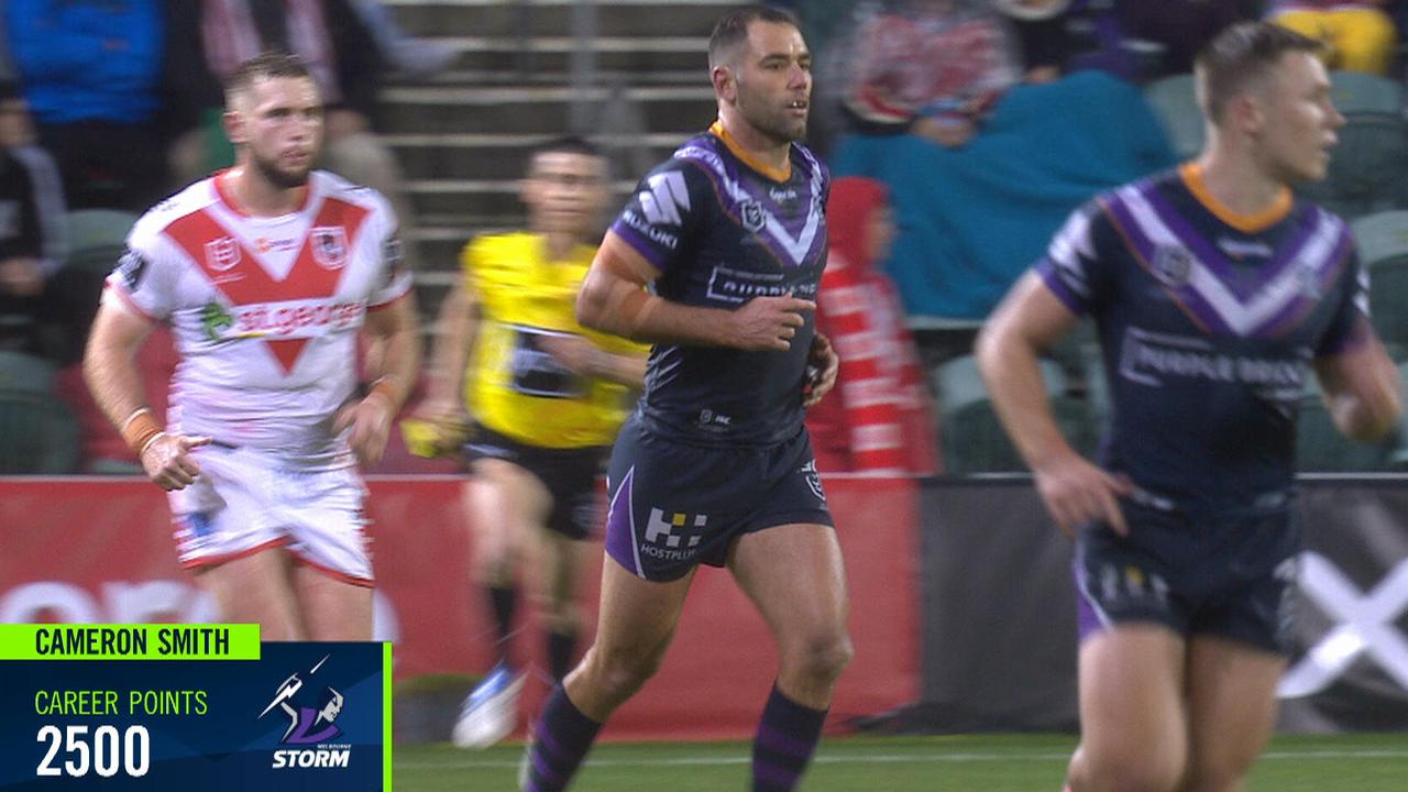 Cameron Smith became the first man to reach 2500 points against the Dragons.