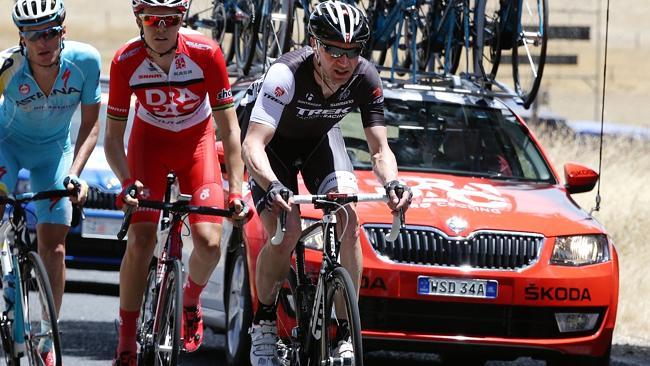 Jens Voigt taking his turn at the front of the breakaway during stage three. Picture: Sarah Reed