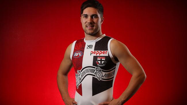 Jade Gresham in St Kilda’s indigenous jumper. Picture: Michael Klein