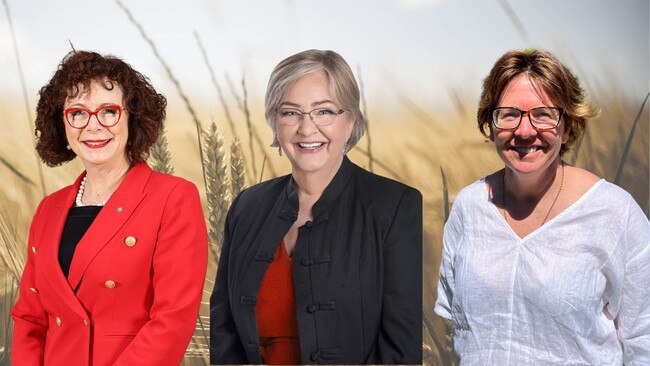 The Nationals Dr Anne Webster, Labor’s Carole Hart and independent Sophie Baldwin are battling to win the seat of Mallee.