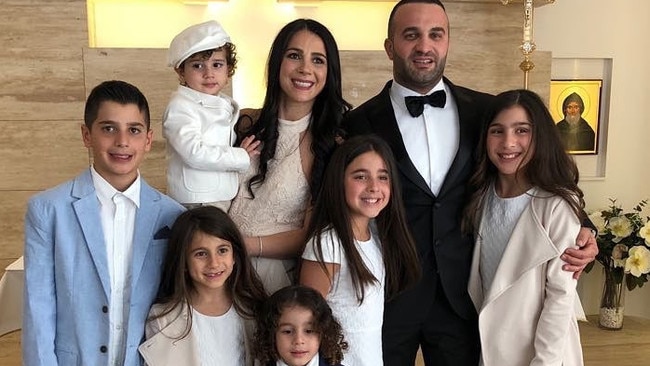 Leila and Danny Abdallah with their six children in 2018.