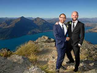 Craig and Andy at their wedding in New Zealand in a scene from Married At First Sight.