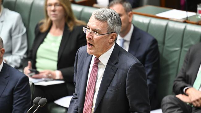 Mark Dreyfus was answering a question on minimum mandatory sentencing terms for terror offences when Michael Sukkar called on him to be silenced. Picture: NewsWire/ Martin Ollman