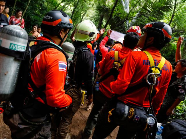 The rising water frustrated efforts by the rescuers. Picture: AFP