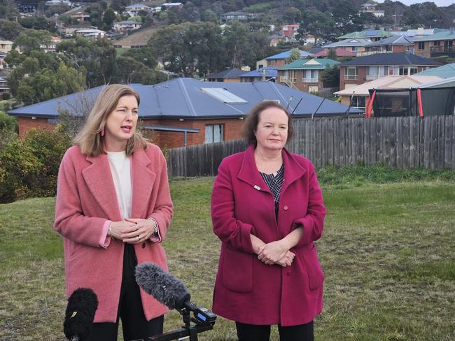 Federal housing minister Julie Collins and Labor Senator Carol Brown at Chigwell.