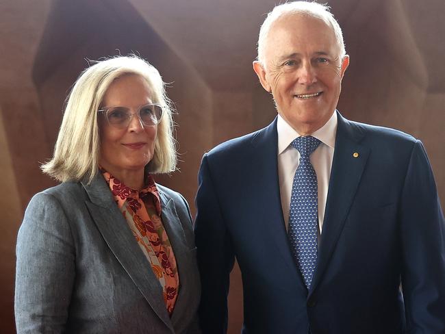 SYDNEY, AUSTRALIA - DECEMBER 15: Malcolm Turnbull, former Prime Minister of Australia and his wife Lucy Hughes Turnbull attend the State Memorial for Barry Humphries at the Sydney Opera House on December 15, 2023 in Sydney, Australia. Barry Humphries was a renowned comedian, actor, author and satirist known for writing and playing his on-stage and television alter egos Dame Edna Everage and Sir Les Patterson. He died aged 89 on 22 April 2023. (Photo by Brendon Thorne/Getty Images)