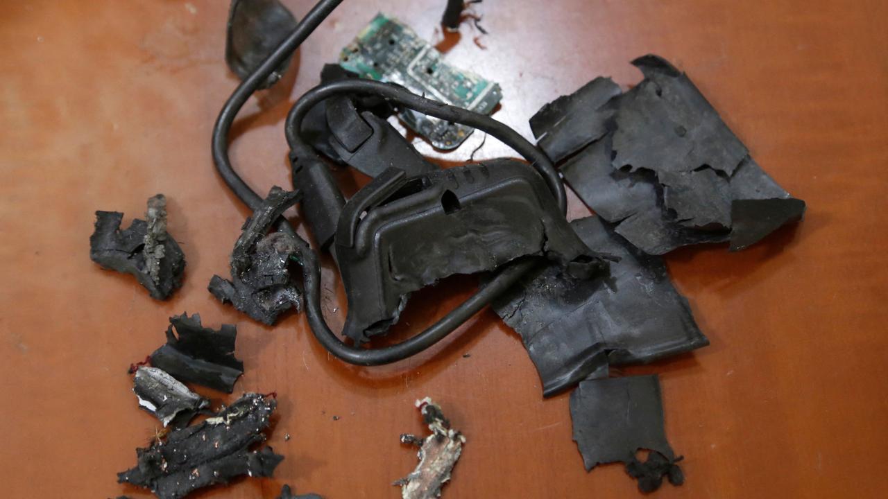 The remains of exploded pager. Picture: AFP