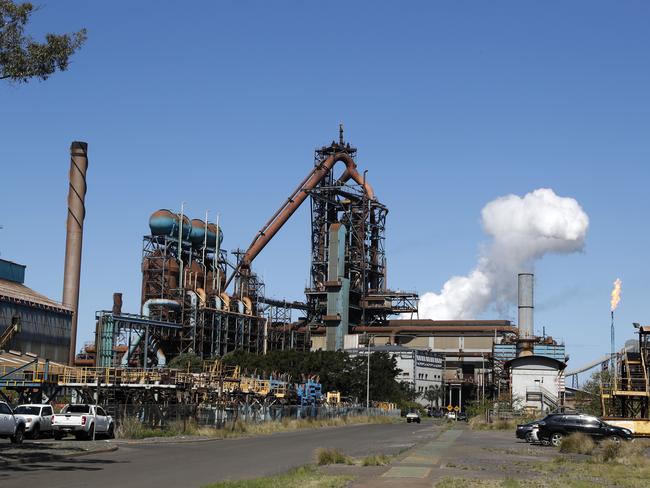 Blast furnace at the Bluescope Steel Port Kembla steelworks. NSW steel and other metals are to be mandated for use in new NSW energy infrastructure. BlueScope CEO says it will drive a "manufacturing renaissance" in the state. Picture: Jonathan Ng