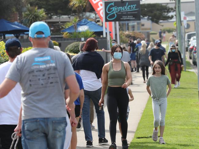 Torquay front beach was thriving on the first  weekend after the easing of restrictions in Regional Victoria.Picture: Peter Ristevski