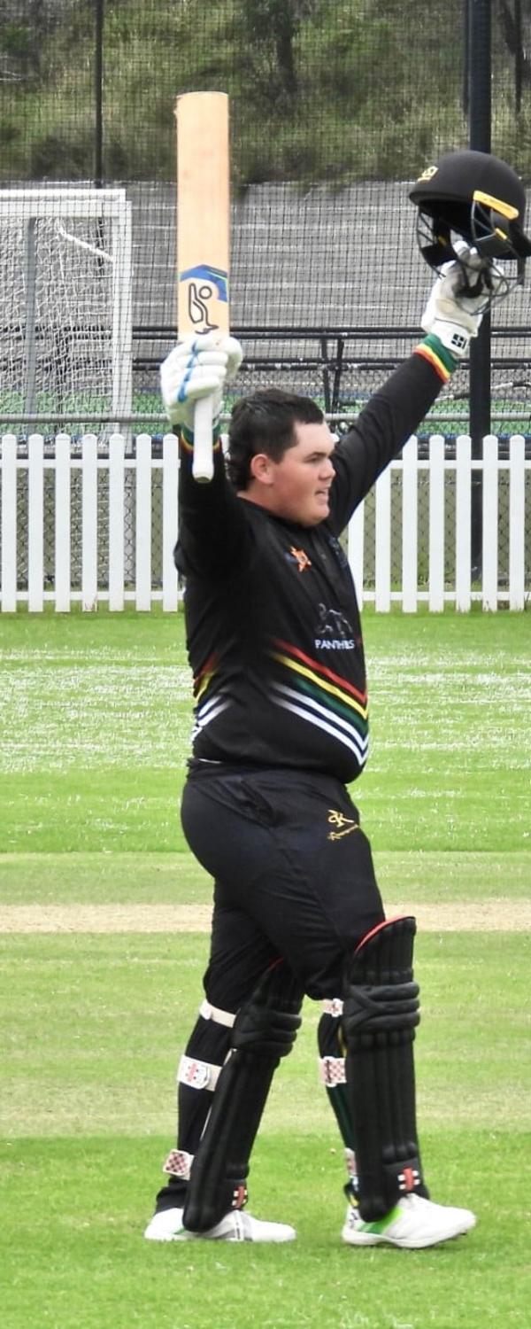 Penrith opening bat Leo Astill after a century on Sunday. Picture: Barry Clarence