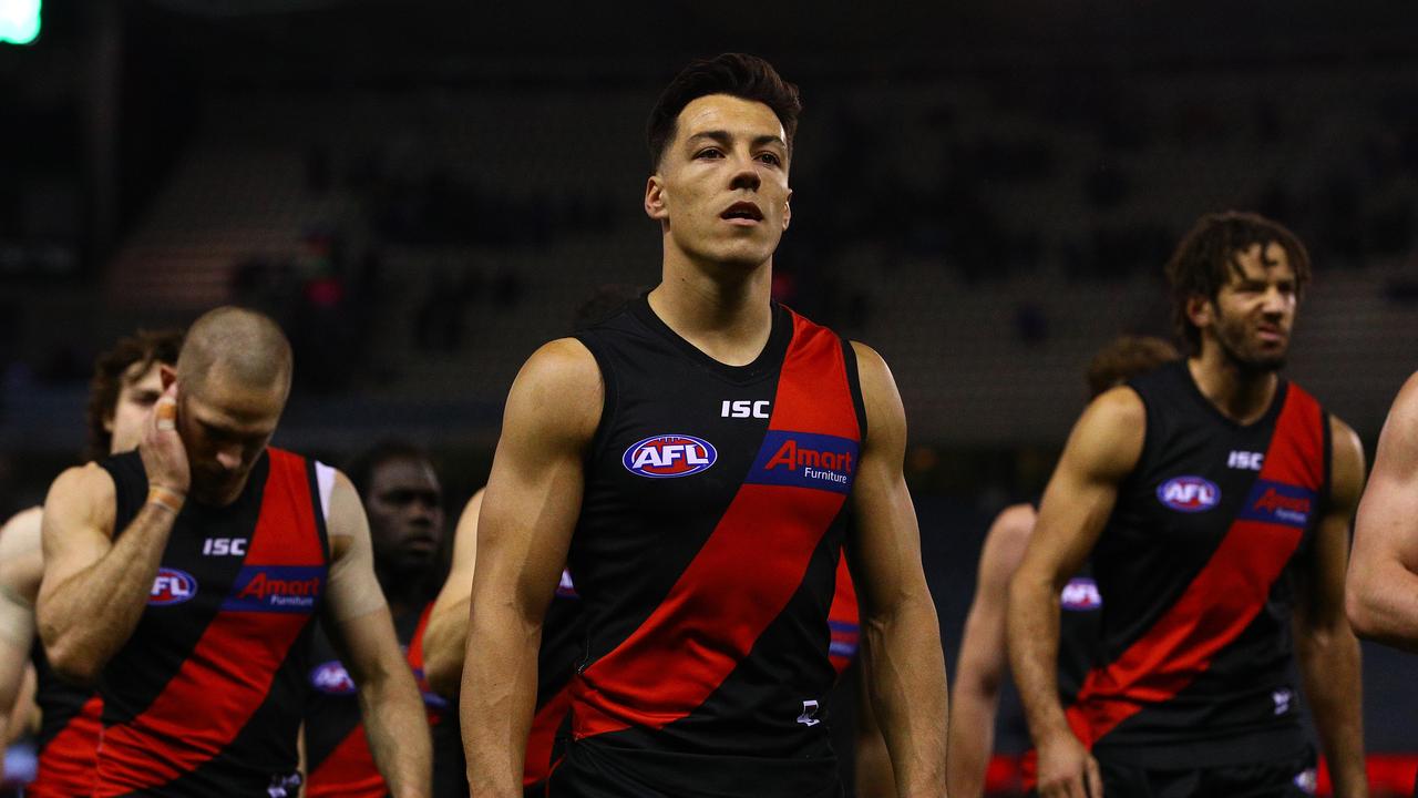 Dylan Shiel leaves the field looking dejected on Saturday night.