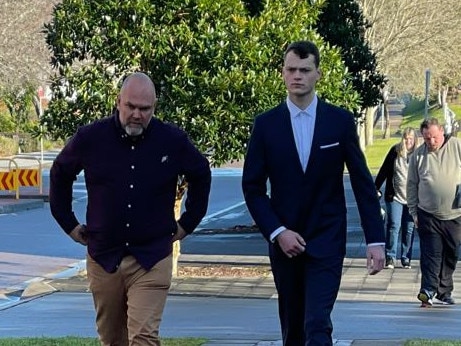 Jack Williams (right), 20, of Berkeley Vale faces Wyong Local Court over possession of drugs, knives and explosives.