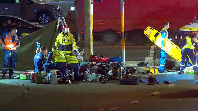 Two people have died, and one other is in a critical condition following a crash in Greenacre after a crash between a car and motorcycle. Picture: TNV