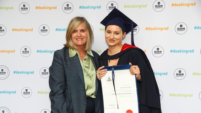 Karen Colman and daughter Isobel Colman at the Deakin University Graduation post ceremony celebration. Picture: Alison Wynd