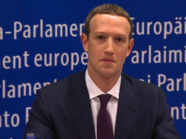 Mark Zuckerberg apologised in European Parliament over Facebook’s break of users’ personal data. Picture: AFP/EBS