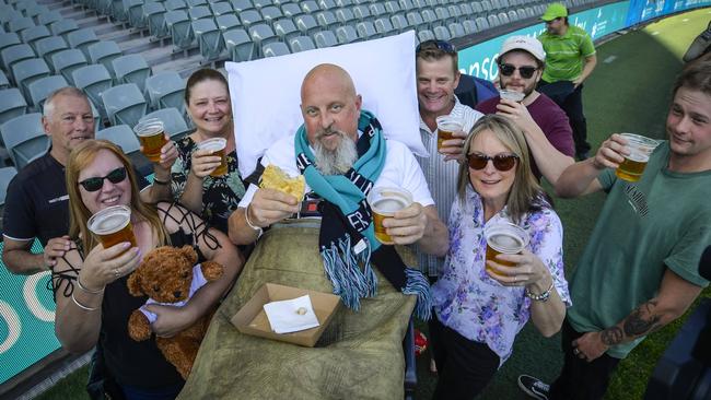 Palliative Care Last Wish. Simon Baraniec got his last wish at Adelaide Oval with a pie and beer with family and friends. Picture: RoyVphotography