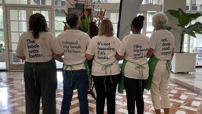 Volunteers on the committee Jen Mchugh, mel Drahm, John Shute, Val Schier and Carol Sweatman at the Cairns Tropical Writers Festival. Picture: Kristina Puljak