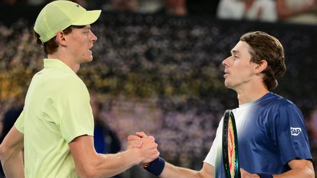 Jannik Sinner (left) was a cut above Alex de Minaur. Picture: Yuichi Yamazaki / AFP