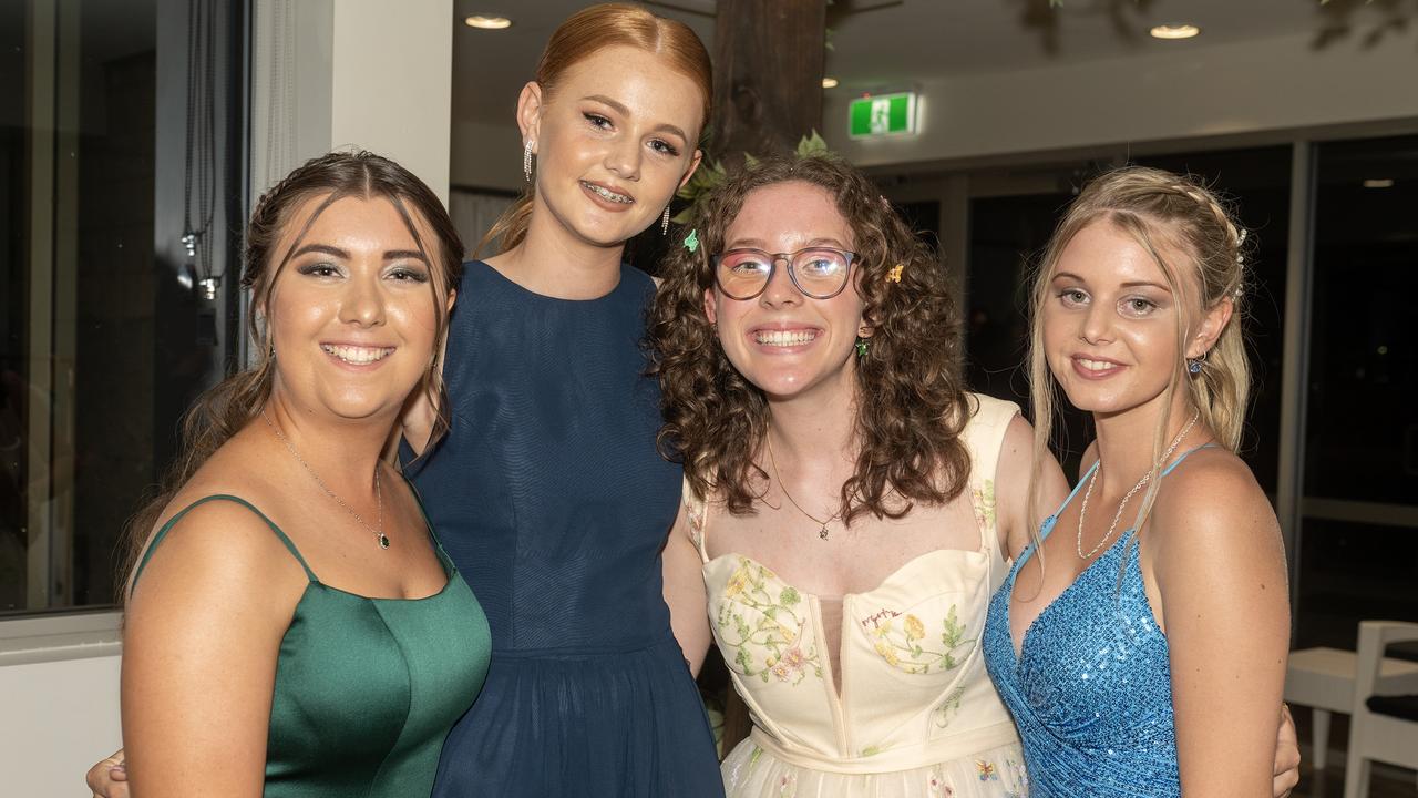 Sienna Steinhardt, Jordon Hindle, Abigail Wiadrowski and Cheyenne Palmer at Sarina State High School Year 12 Formal Wednesday 16 November 2022. Picture: Michaela Harlow