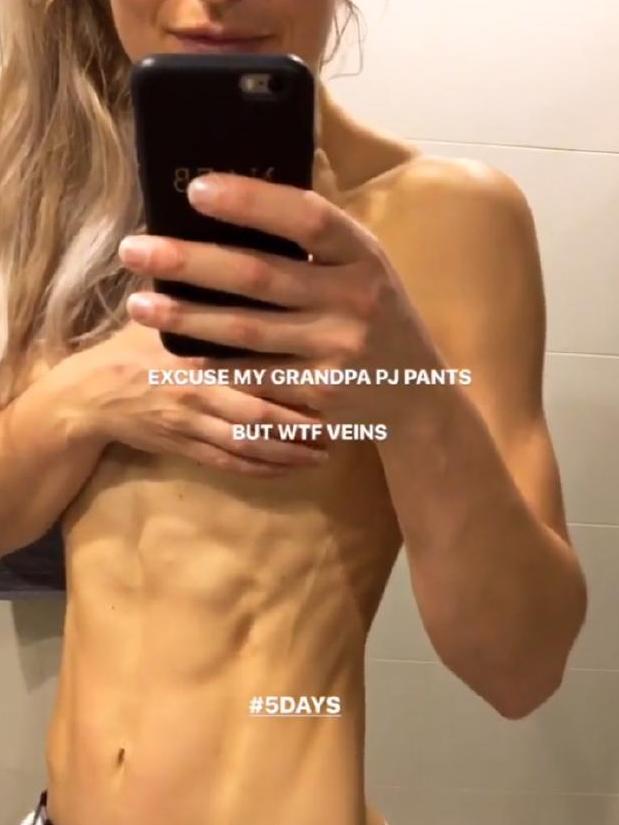 Frances Abbott shows off her body in a topless snap.