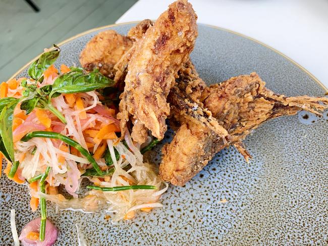 Coorong mulloway wings at Kuti Shack. Picture: Dianne Mattsson