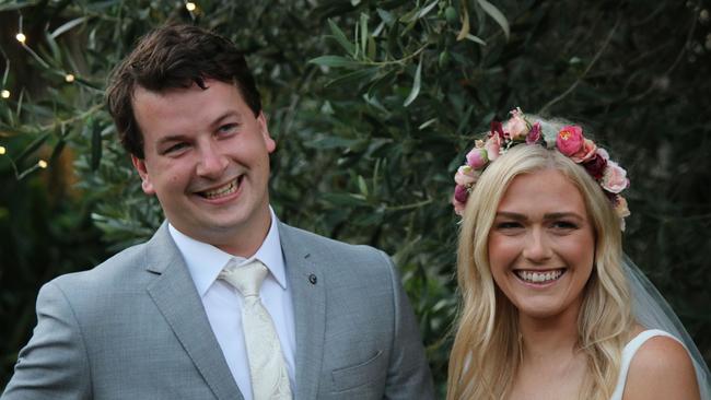 Toby and Taylor Lawson were married on Friday to avoid lockdown restrictions. Picture: Supplied