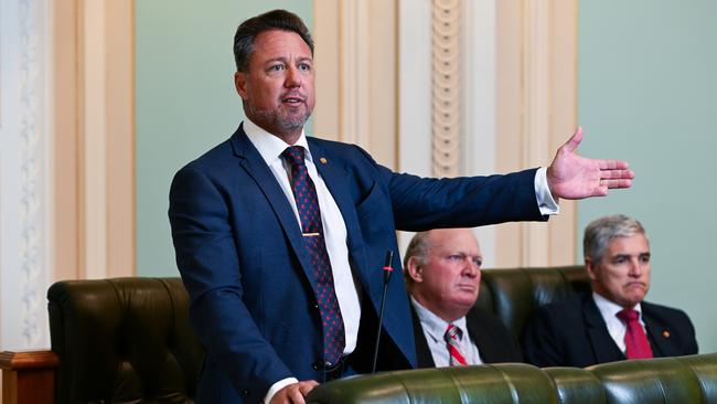 KAP Deputy Leader and Hinchinbrook MP Nick Dametto in state parliament with KAP Leader and Member for Traeger Robbie Katter and KAP Member for Hill, Shane Knuth. Picture: Supplied