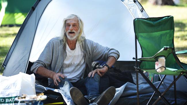 Homeless man Dan Seymour at the Six Mile at Gympie.