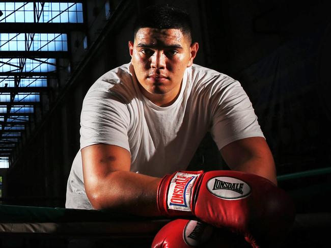 Former NRL Roosters player Willis Meehan is embarking on a professional boxing career after being sacked by the Roosters. Willis pictured training at All Sorts Gym in Alexandria. Picture: Toby Zerna