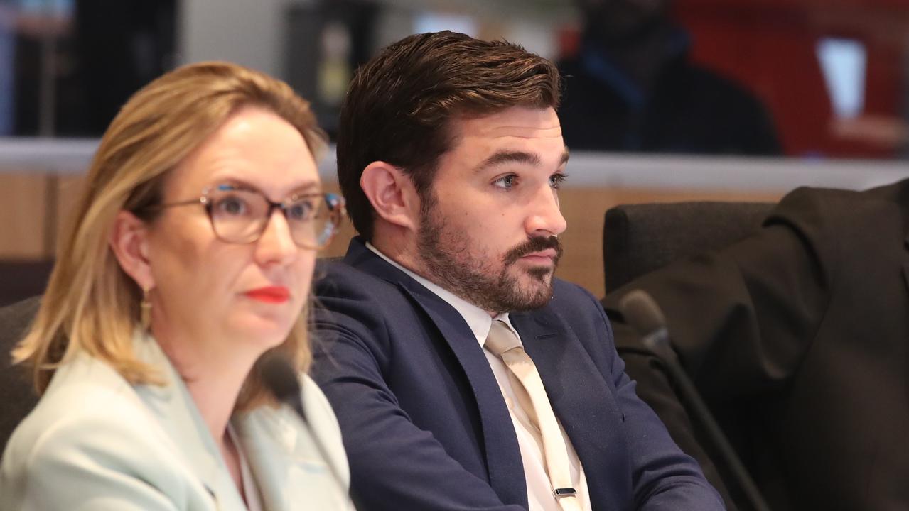 Cr Brooke Patterson and Cr Ryan Bayldon-Lumsden pictured during the 2022 council budget meeting. Picture Glenn Hampson