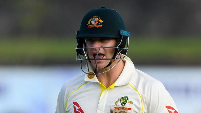 Australia's Steven Smith walks back to the pavilion after his dismissal during the first day of the first cricket Test match between Sri Lanka and Australia at the Galle International Cricket Stadium in Galle on June 29, 2022. (Photo by ISHARA S. KODIKARA / AFP)