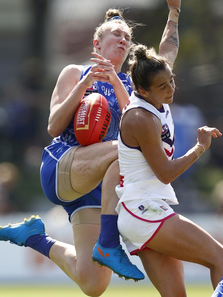 Tahlia Randall takes a big grab against the Dockers. Picture: Getty Images