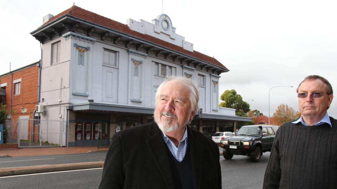 Bob Lott and Robbie Robertson (directors) in front of the Thebarton Theatre.