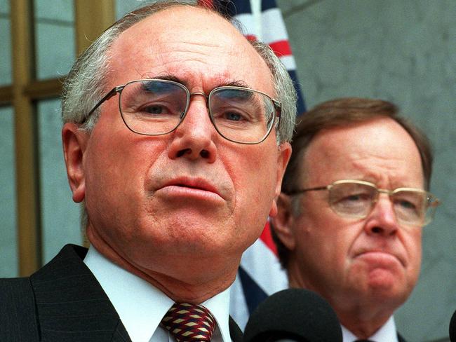 Former PM and defence minister John Howard and Ian McLachlan in 1998.