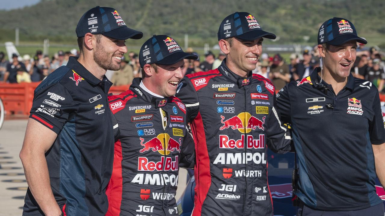 Triple Eight’s driver line-up for the enduros (L-R) Scott Pye, Will Brown, Broc Feeney, and Jamie Whincup. Picture: Kevin Farmer