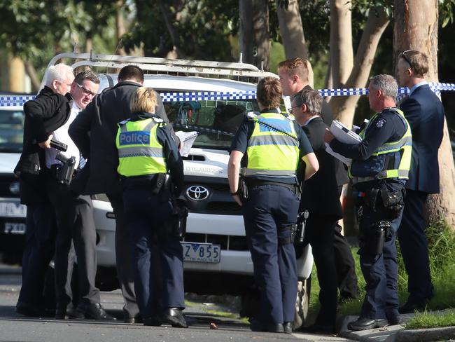 Police investigate the death. Picture: Hamish Blair