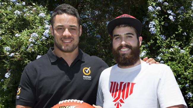 Jarryd Hayne and competition winner Ben Ryan.