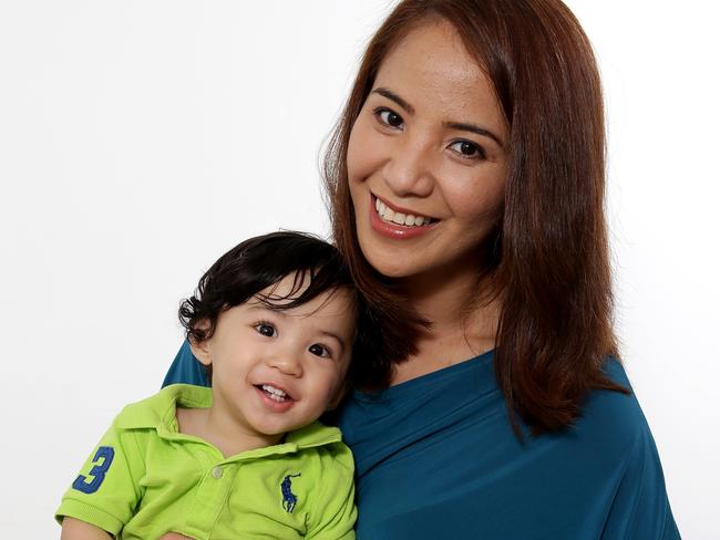 Clark, aged one, with mum Marris.