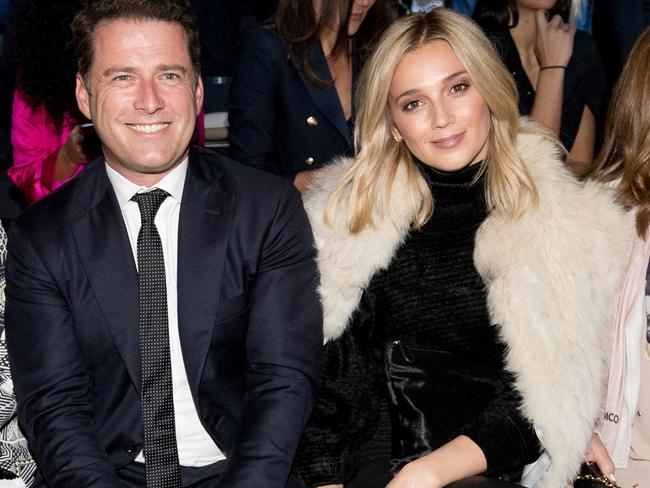 Karl Stefanovic and Jasmine Yarbrough at Mercedes-Benz Fashion Week in May. Picture: Cole Bennetts