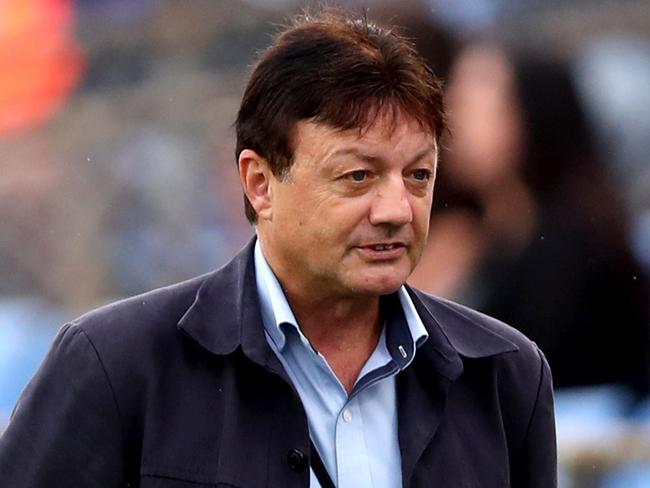 Con Ange watches the Bulldogs warm up for the Round 1 2017 NRL game between the Bulldogs  and the Melbourne Storm at Southern Cross Group Stadium , Cronulla . Picture : Gregg Porteous