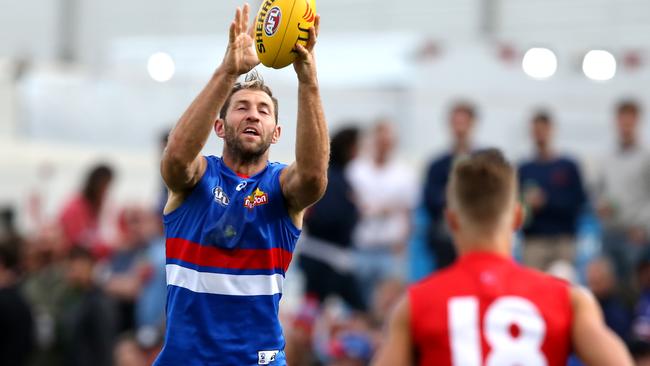 Travis Cloke takes a mark against Melbourne. Picture: Wayne Ludbey