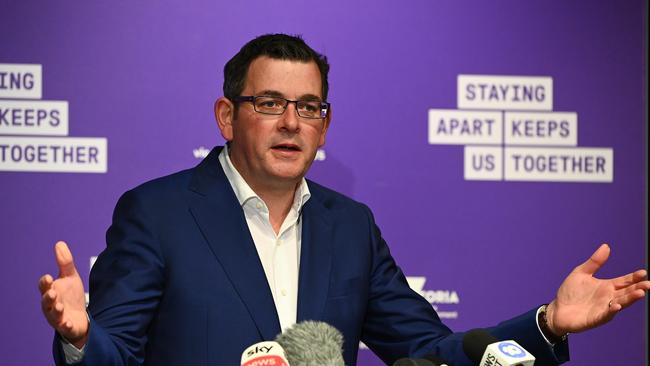 Victorian Premier Daniel Andrews announces some easing of coronavirus restrictions. Picture: Quinn Rooney