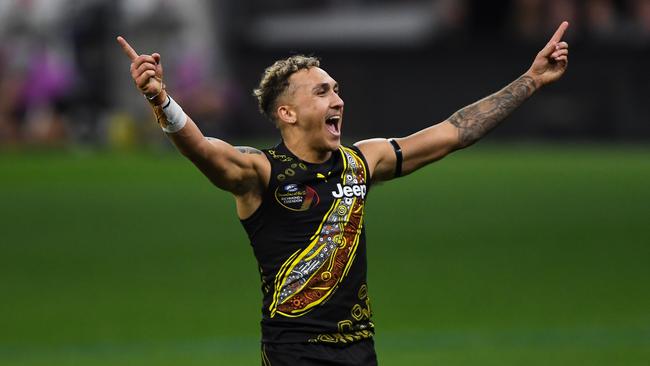 Shai Bolton slotted three goals including two in the final quarter. Picture: Daniel Carson/AFL Photos via Getty Images